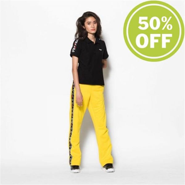 Fila Pant For Women Online Outlet - Yellow And Black Fila Thora Track Track  With Colo